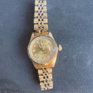 Gold Watch with Diamond Accents